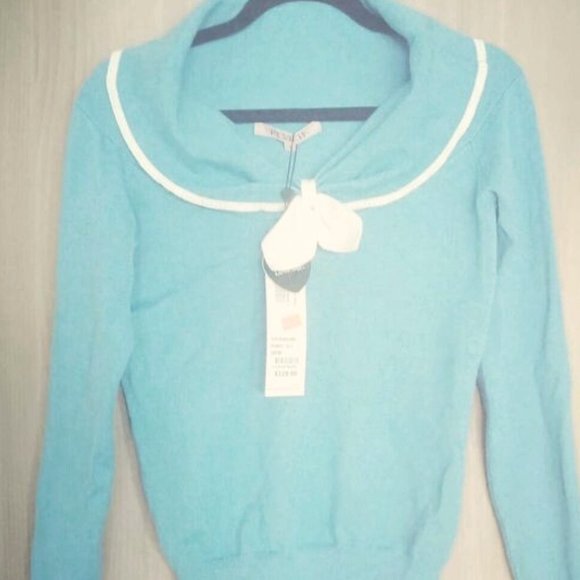 REVIEW Evelyn Blue Sailor Collar Knit Jumper BNWT - Picture 4 of 5